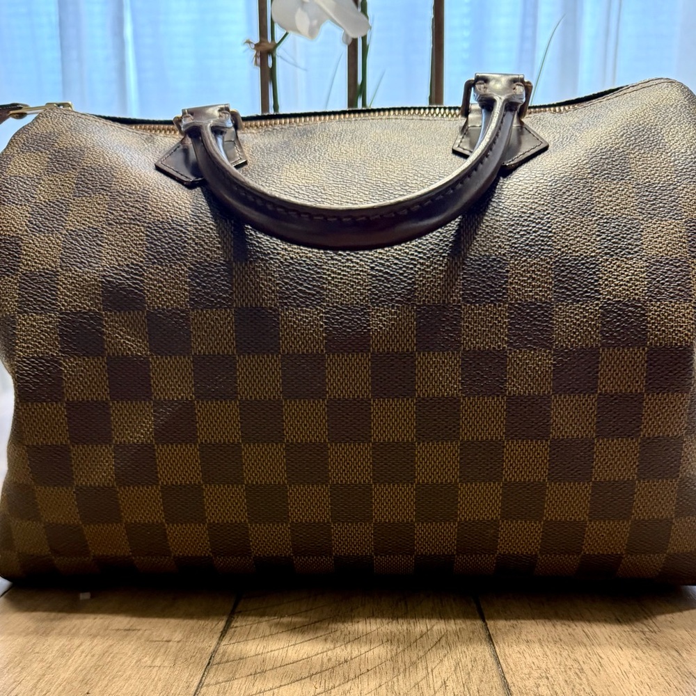 Checkerboard Brown Satchel Handbag